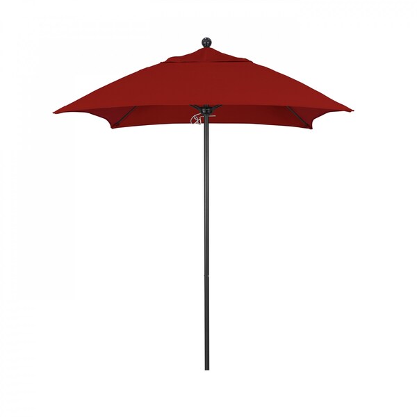 California Umbrella 6' Black Aluminum Market Patio Umbrella, Sunbrella Jockey Red 194061334041 - main